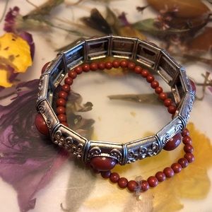 Rust and gold bracelet set